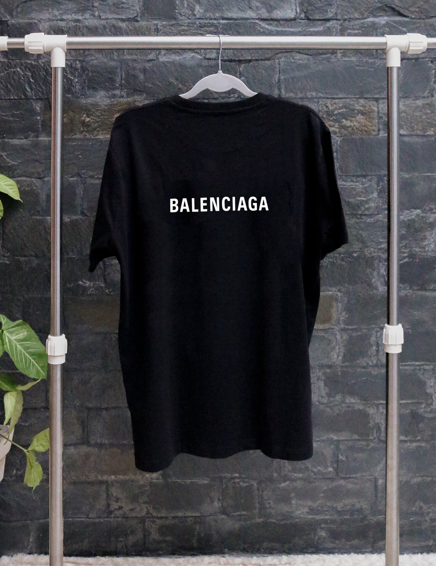 Black Balenciaga Logo Tee