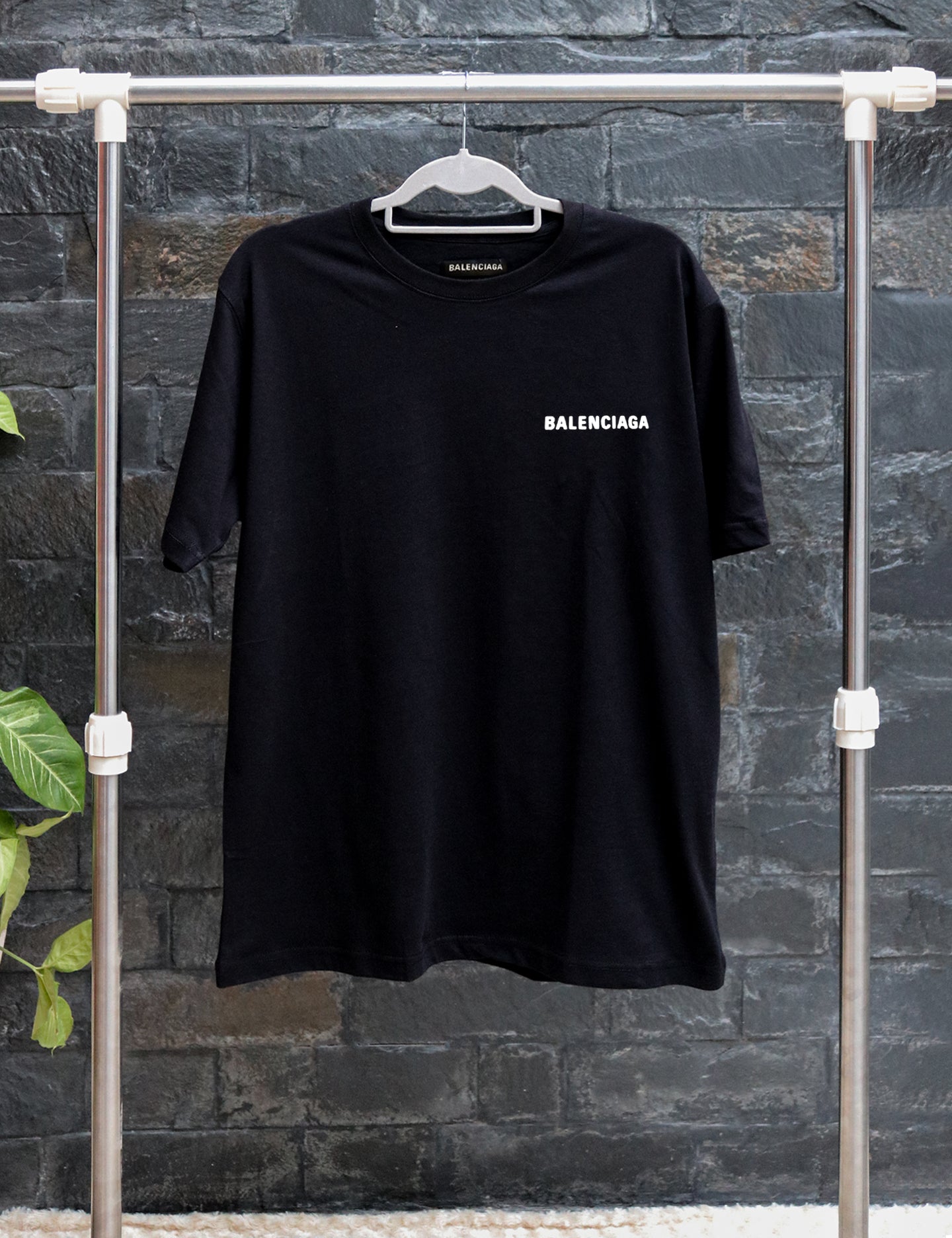 Black Balenciaga Logo Tee