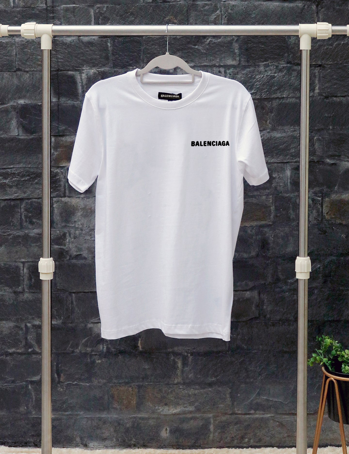 White Balenciaga Logo Tee