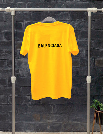 Yellow Balenciaga Logo Tee