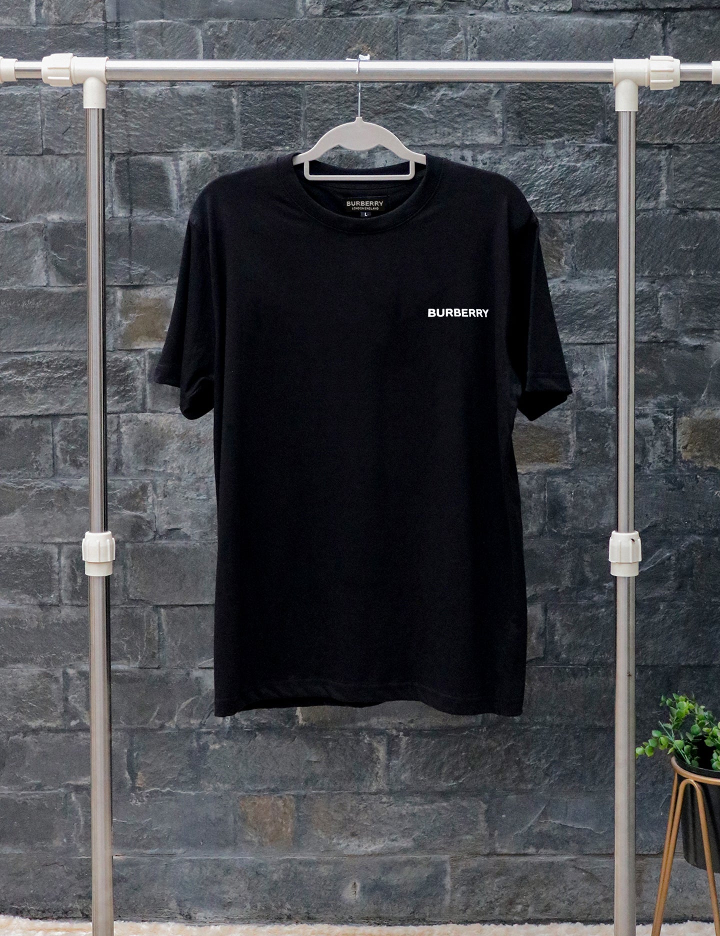 Black Burberry Oak Leaf Tee